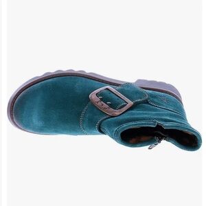 NWOT 🪰 Fly London Rily Bootie Oil Suede Petrol (Teal) P144991010 SIZE 38